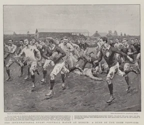 Das internationale Rugby-Fußballspiel in Dublin, ein Ansturm der irischen Stürmer